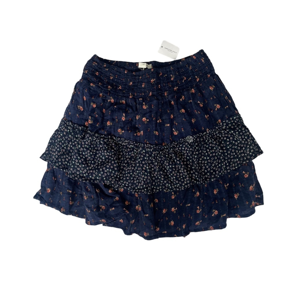 NWT Women's American Eagle Size Medium Blue Floral Tiered Mini Skirt